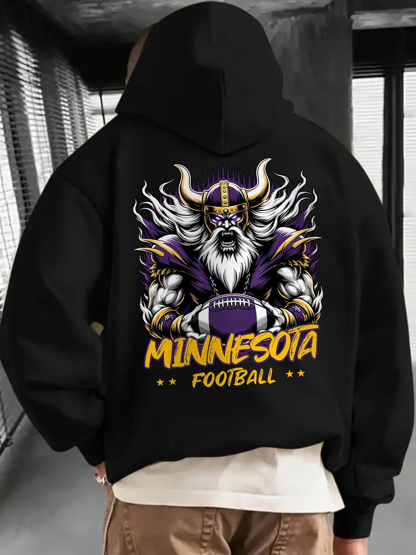 Creative Gifts, Gifts for Men, 1pc MINNESOTA Football Creative Graphic Print Casual Hoodies, Suitable for Football Enthusiasts, Men'S Hoodie And Sweatshirt, New Stylish Printed Casual Pocket Hoodie, Thickened, Suitable for Au