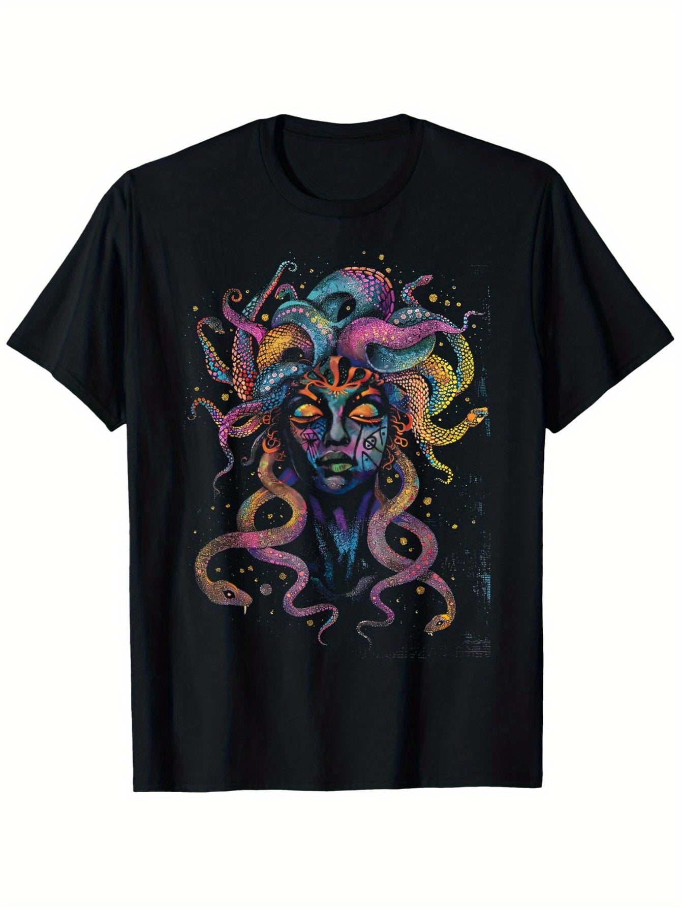 Medusa Gorgon Greek Mythology T-Shirt, 100% Cotton Tarot Card Shirts for Men Dad, 220g Weight Tarot Cards T-shirt, Tarot Card shirts, Casual Short Sleeve Crew Neck T-shirt, Men'S Clothing for Summer Outdoor S-XXXL-Gifts for T