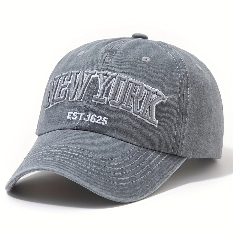 Letter Embroidery Washed Vintage Duckbill Cap New York Women's Baseball Cap Washed Duckbill Cap