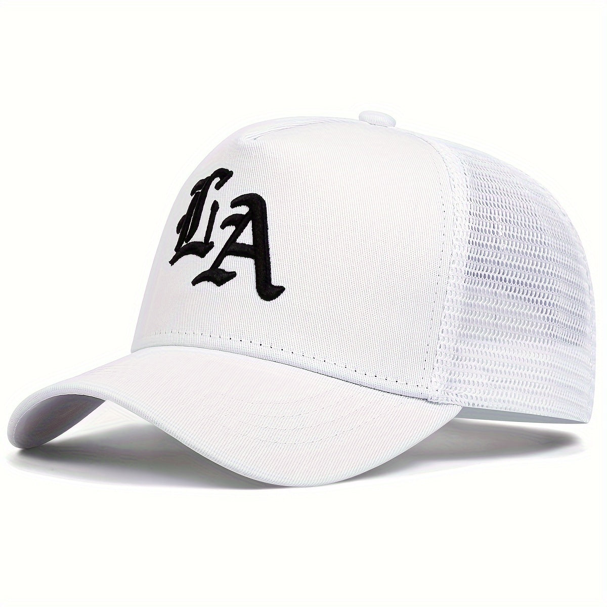 Adjustable LA Letter Baseball Cap - Women's Mesh Back Trucker Hat for Spring/Fall Travel, Beach and Party
