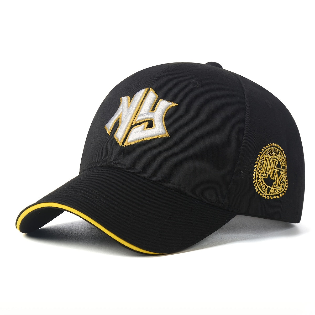 1pc, Unisex Embroidered Hip Hop Snapback Cap, Lightweight Woven Fabric Baseball Hat with Buckle Closure, All-Season Sun Visor for Men and Women, Hand Wash Only