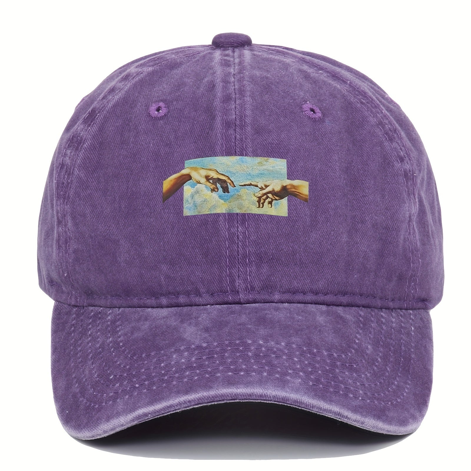 [Vintage Oil Painting Print Cap] Unisex Vintage Oil Painting Print Baseball Cap, Polyester Breathable Casual Embroidered Hat, Hand Washable, Flag Theme, Adjustable Fit