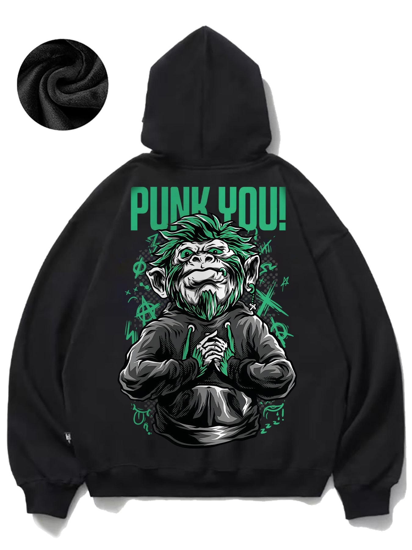 Stylish Monkey & Letter Print Hoodie - Cozy Polyester, Long Sleeve Pullover for Men | Perfect for Fall/Winter Casual Wear