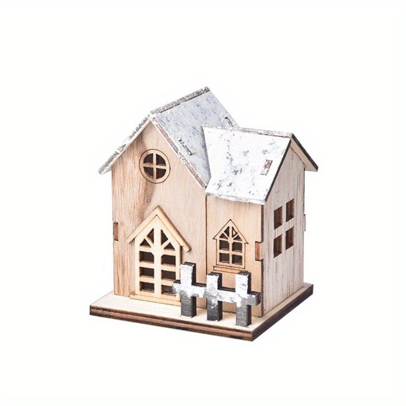 Wooden House Ornaments, Christmas Decorations, Festive Miniature House Ornaments, Party Supplies for Holiday Fireplace Mantel Display, Seasonal Tabletop Decor