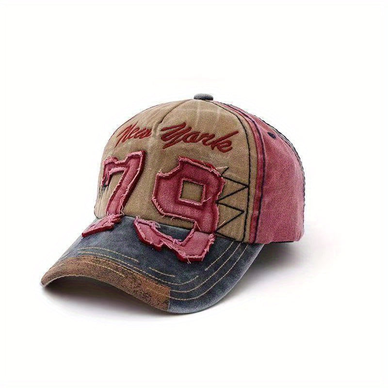 Fashionable Adjustable Peaked Cap | Number 79 Embroidered Color Matching Sun Protection Baseball Cap, Old Personalized Lightweight Sun Hat | Outdoor Leisure Hat for Men and Women