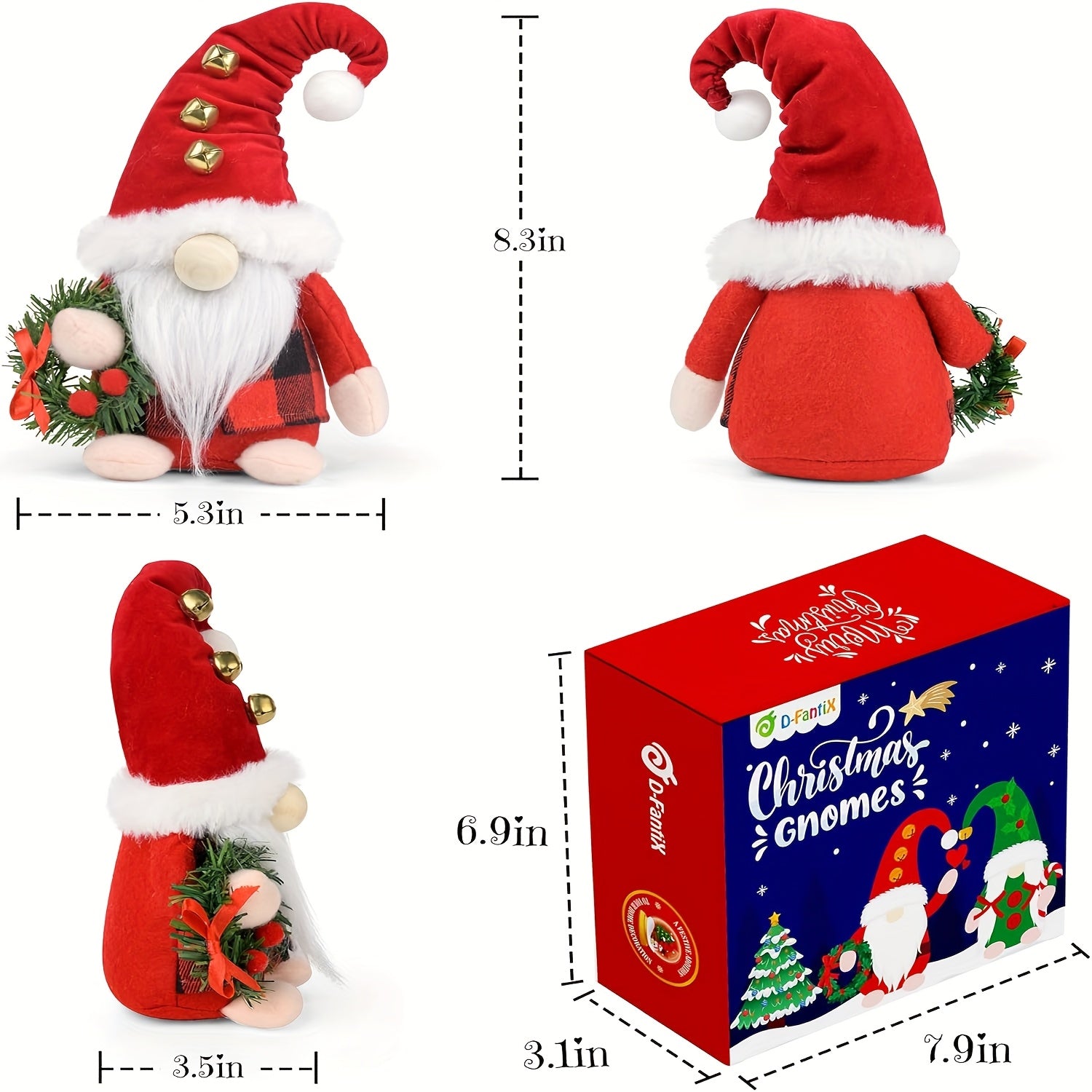 Handmade Glam Christmas Gnomes Plush Figurines, Polyester Scandinavian Elf Decorations, No Electricity Needed, for Festive Home Decor