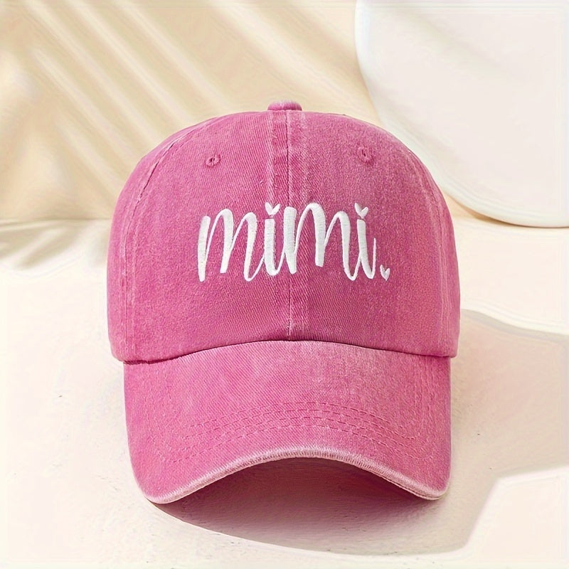 1 Pack Unisex Y2K Embroidered MIMI Baseball Cap - Adjustable Sun Protection Hat with Bold Lettering, Lightweight 100% Polyester for Outdoor Sports, Commuting & Daily Wear, Casual Sporty Style | Hand Washable Headgear, Sun Hat