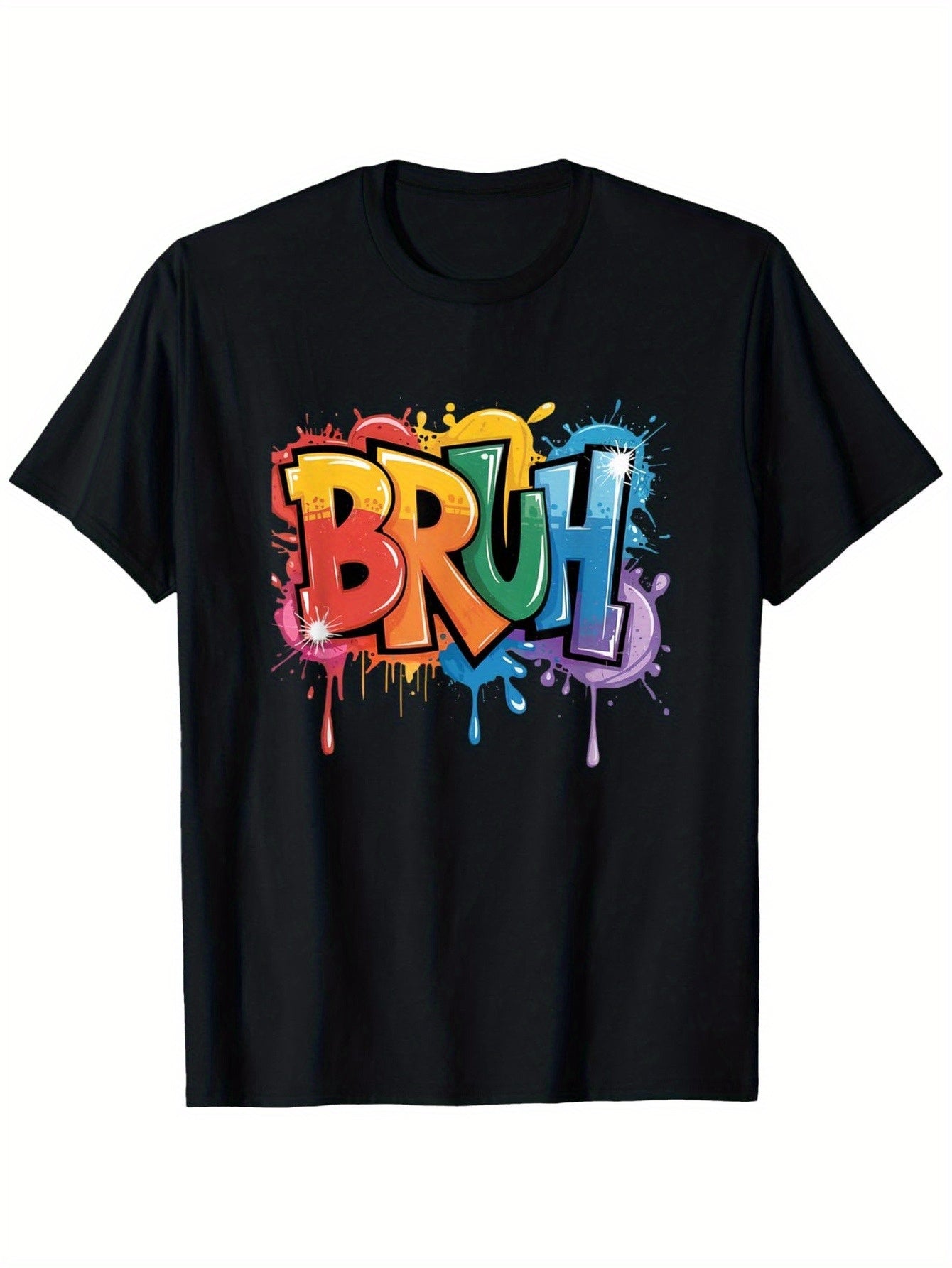 Boys Bruh Meme Saying Teens Paint Drip Graffiti Aesthetic T-Shirt