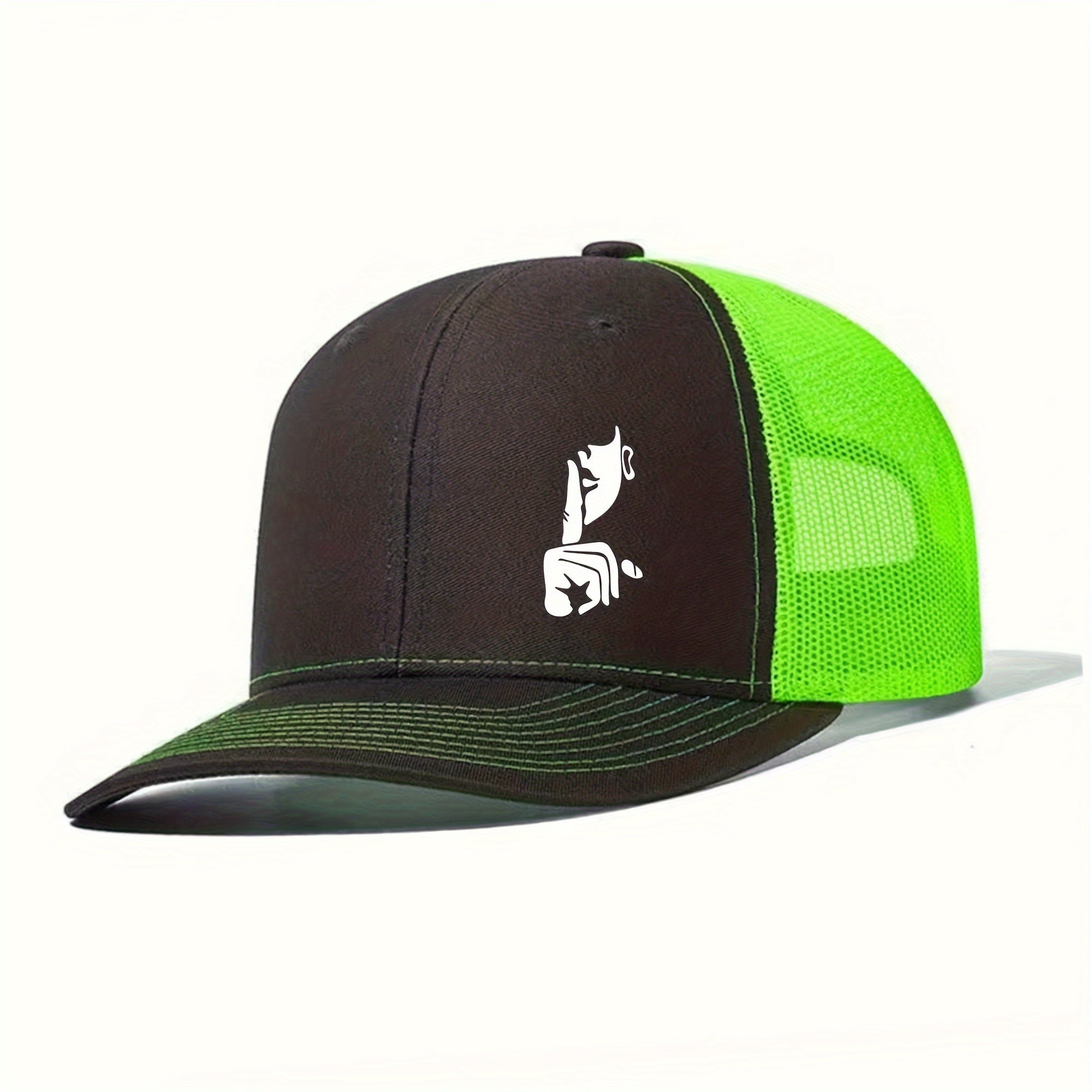 Finger Print Mesh Trucker Baseball Cap for Men & Women - Lightweight Breathable Two-Tone Design, 6 Colors (Black/Blue, Green, Grey, Orange, Brown, Tan), Sports Cap | Trendy Baseball Cap | Structured Cap