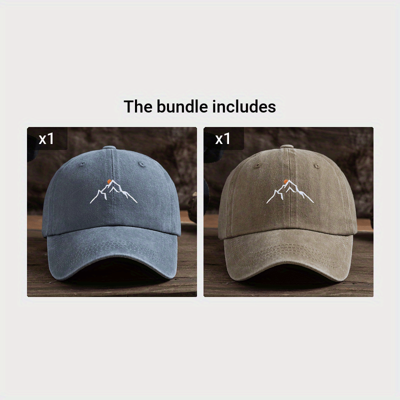 [Embroidered Baseball Cap] Adjustable Embroidered Mountain Peak Baseball Cap | Curved Brim For Outdoor Activities Like Hiking & Fishing | Machine Washable