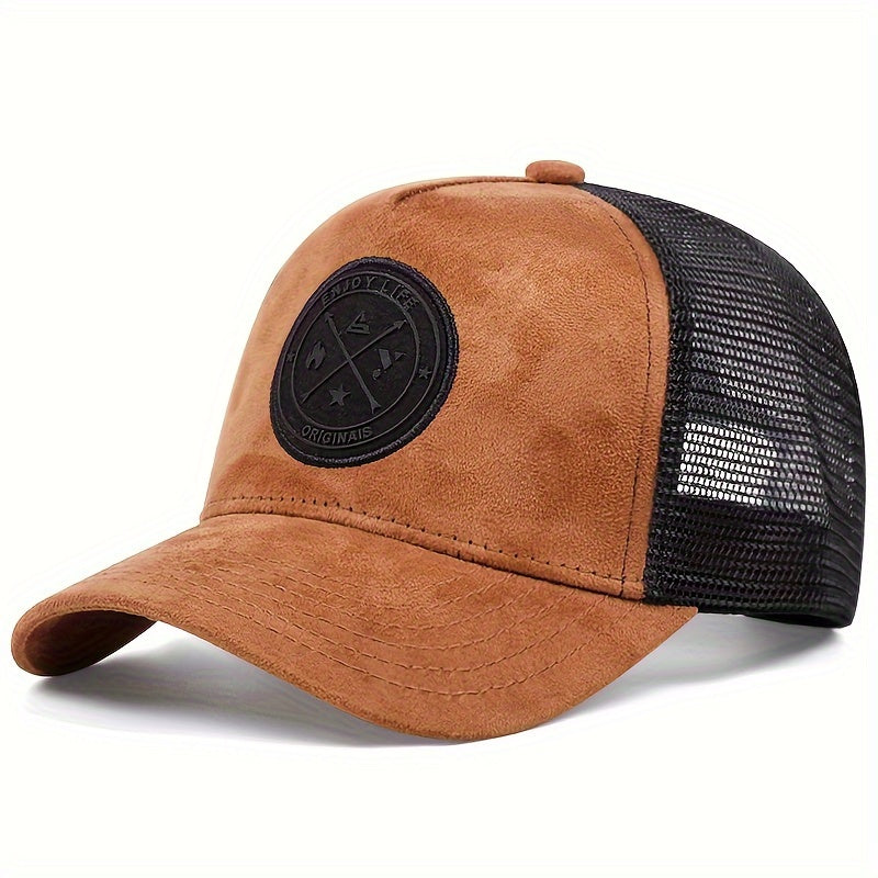Men's Outdoor Sports Baseball Cap - Breathable, Adjustable Trucker Hat with Logo, Mesh Back, Multiple Colors