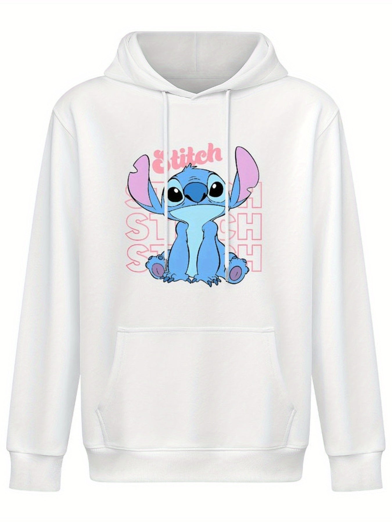 Disney Men'S Black Retro Pullover Hoodie with Stitch Cartoon Character Disney Friends Digital Print, Soft Regular Fit Casual Sweatshirt, Machine Washable, Disney Sweatshirt