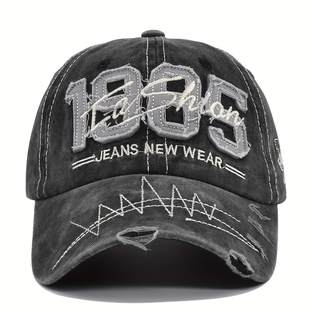 1985 Embroidery Vintage Lightweight Adjustable Dad Hat - Ripped Baseball Cap Washed Distressed Patch Sunscreen Sports