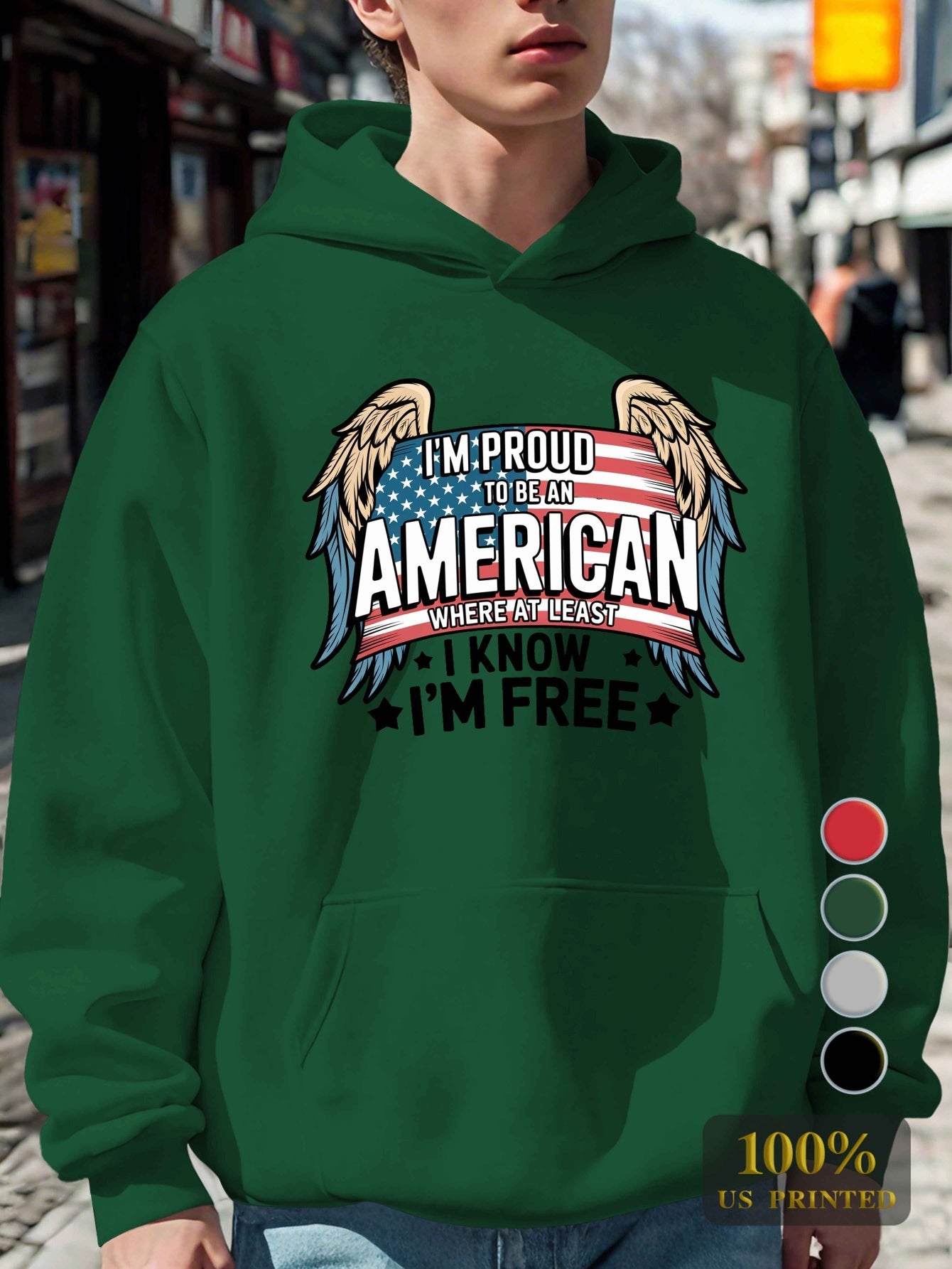 Flag Proud to Be an American Men'S Casual Hoodies