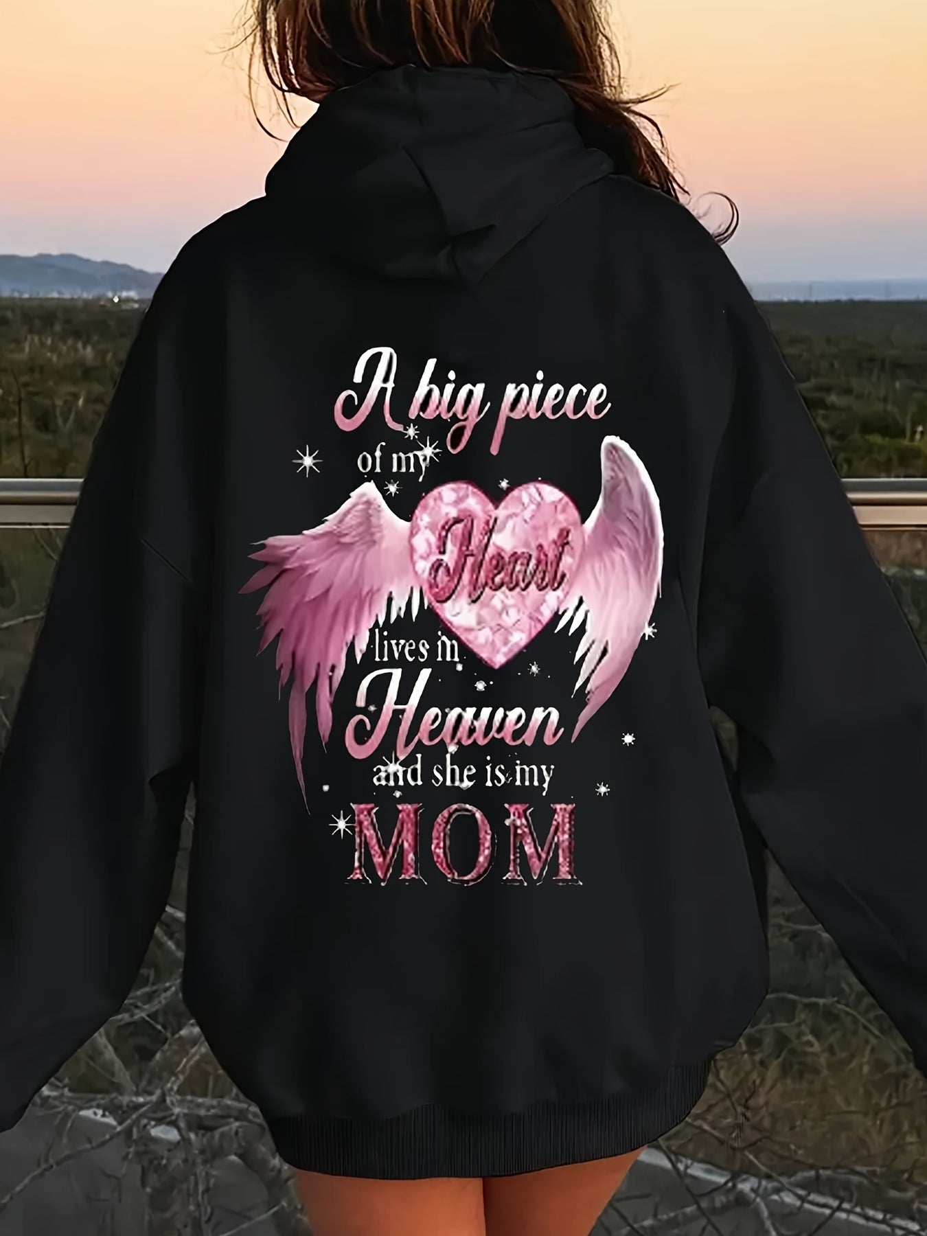 Comfortable Hoodie, Heart and Wing Print- Pink, Soft Cotton, Long Sleeve with PockSoft Cotton, machine washable, loose fitting, suitable for casual wear, casual wear, street style hoodie, comfortable casual wear, sweater hood