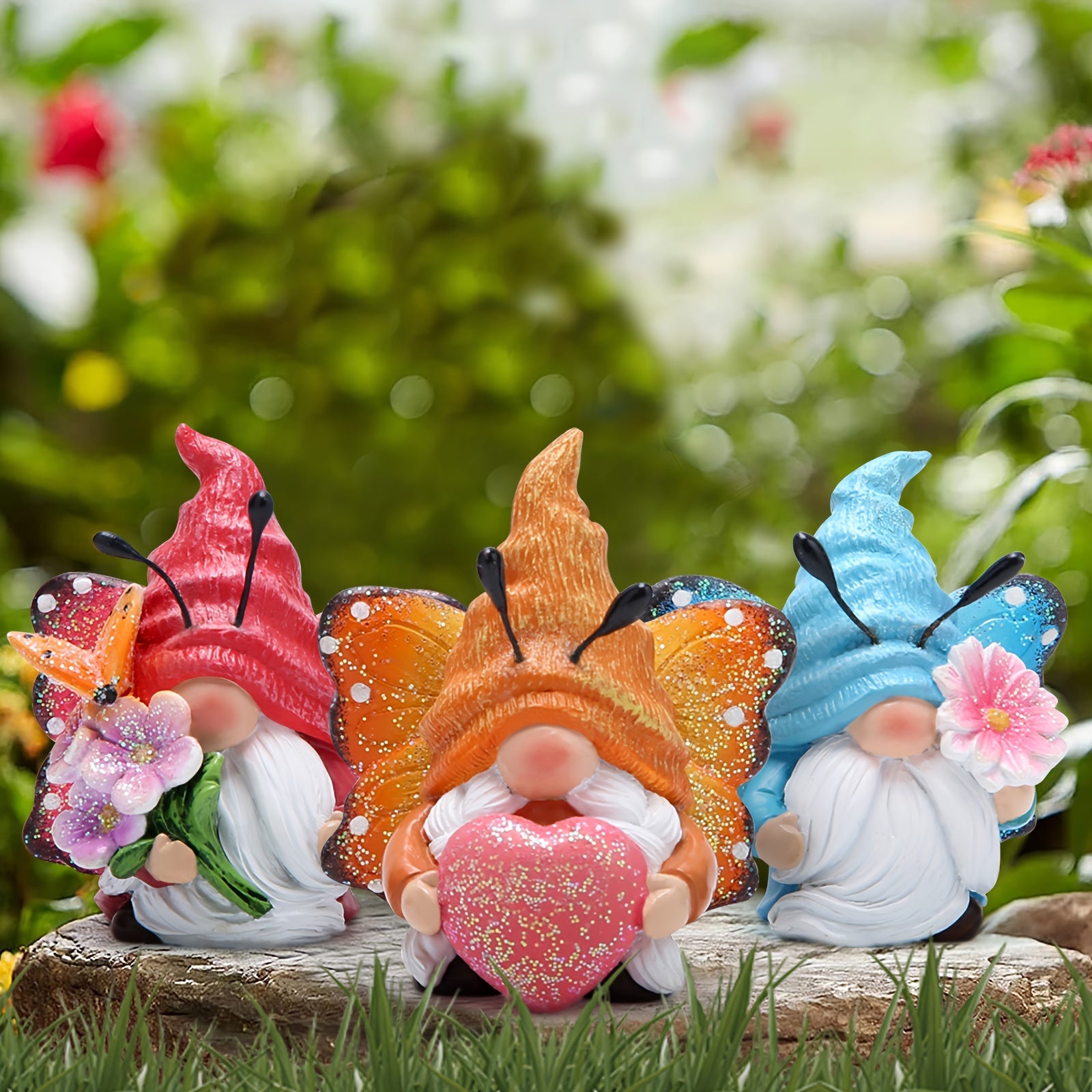 Basen Spring Butterfly Gnomes Decorations - Scandinavian Tomte Elf Figurine Ornaments - Summer Home Decor Gifts