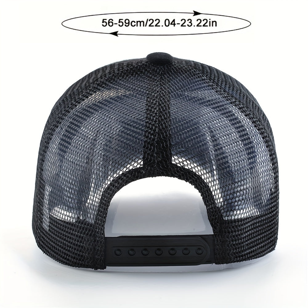 Unisex Embroidered Scorpion Baseball Cap - Breathable Mesh Trucker Hat for Outdoor Sports & Hip-Hop Style, Summer Casual Wear, Black & Beige Design with Bold 