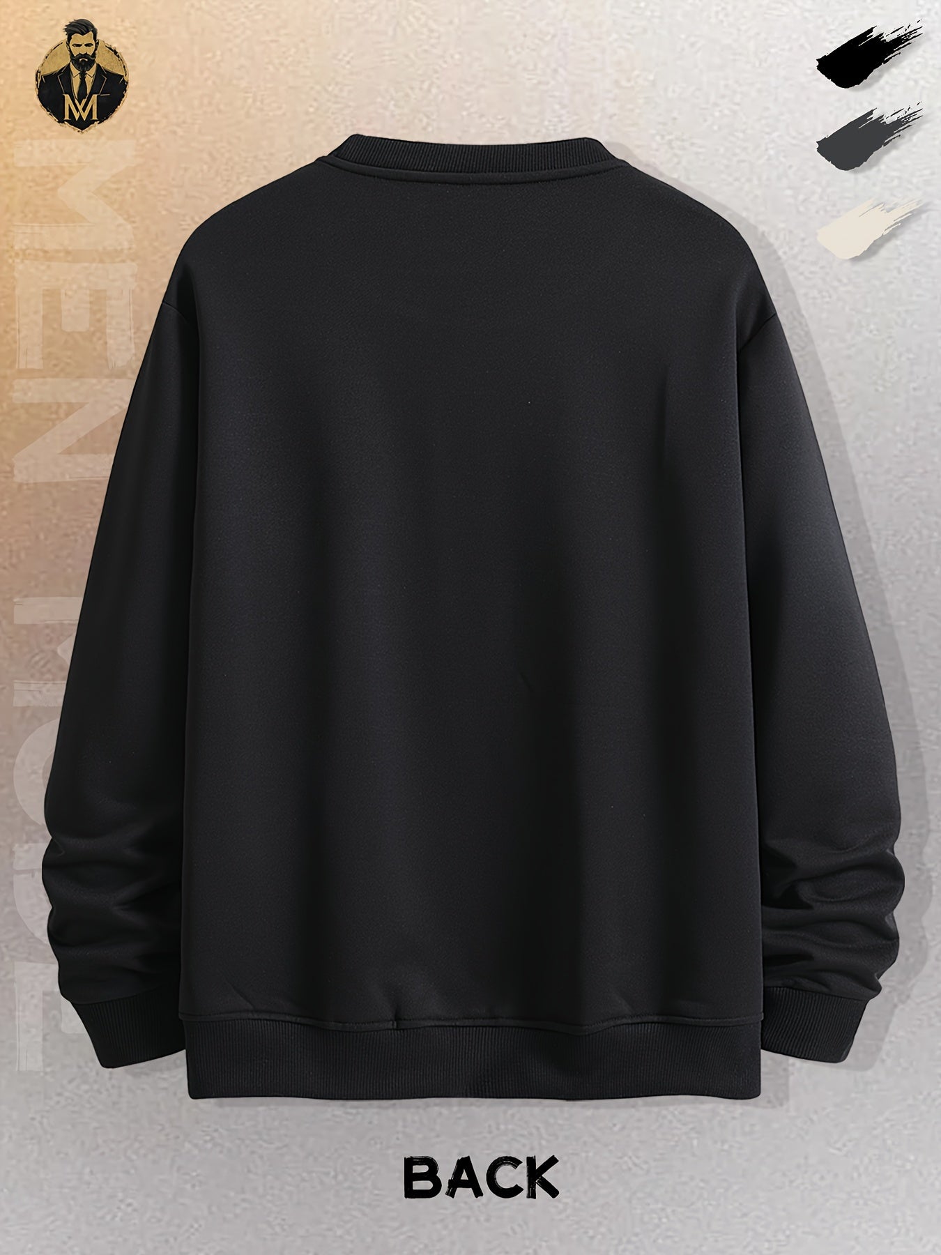 [Cozy Men's Sweatshirt] Cozy Loose Fit Men's Graphic Sweatshirt | Durable Polyester Blend, Ribbed Cuffs, Casual & Versatile for Autumn/Winter, Outdoor Travel | Gray with Michael Myers Print