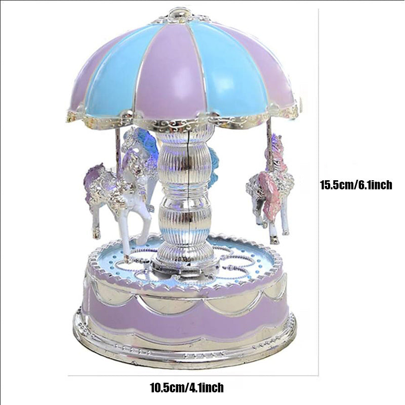 Enchanting Musical Carousel Figurine - 3-Horse Rotating Music Box for Youngsters, Perfect for Christmas & Birthday Decor, Christmas Village House, Girl And Boy, Gorgeous Style