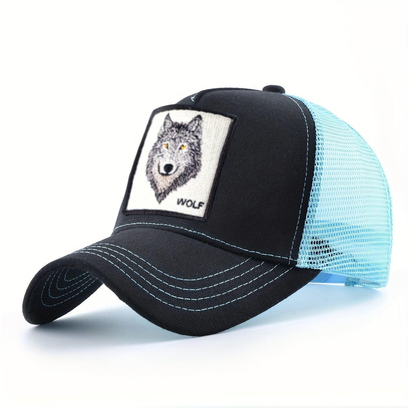 Men'S & Women'S Wolf Embroidery Snapback Trucker Hat - Breathable, Fitted, All-Season Outdoor Sports Cap with Adjustable Sizing, Outdoor Sports Cap|Adjustable Headgear|Snapback Closure
