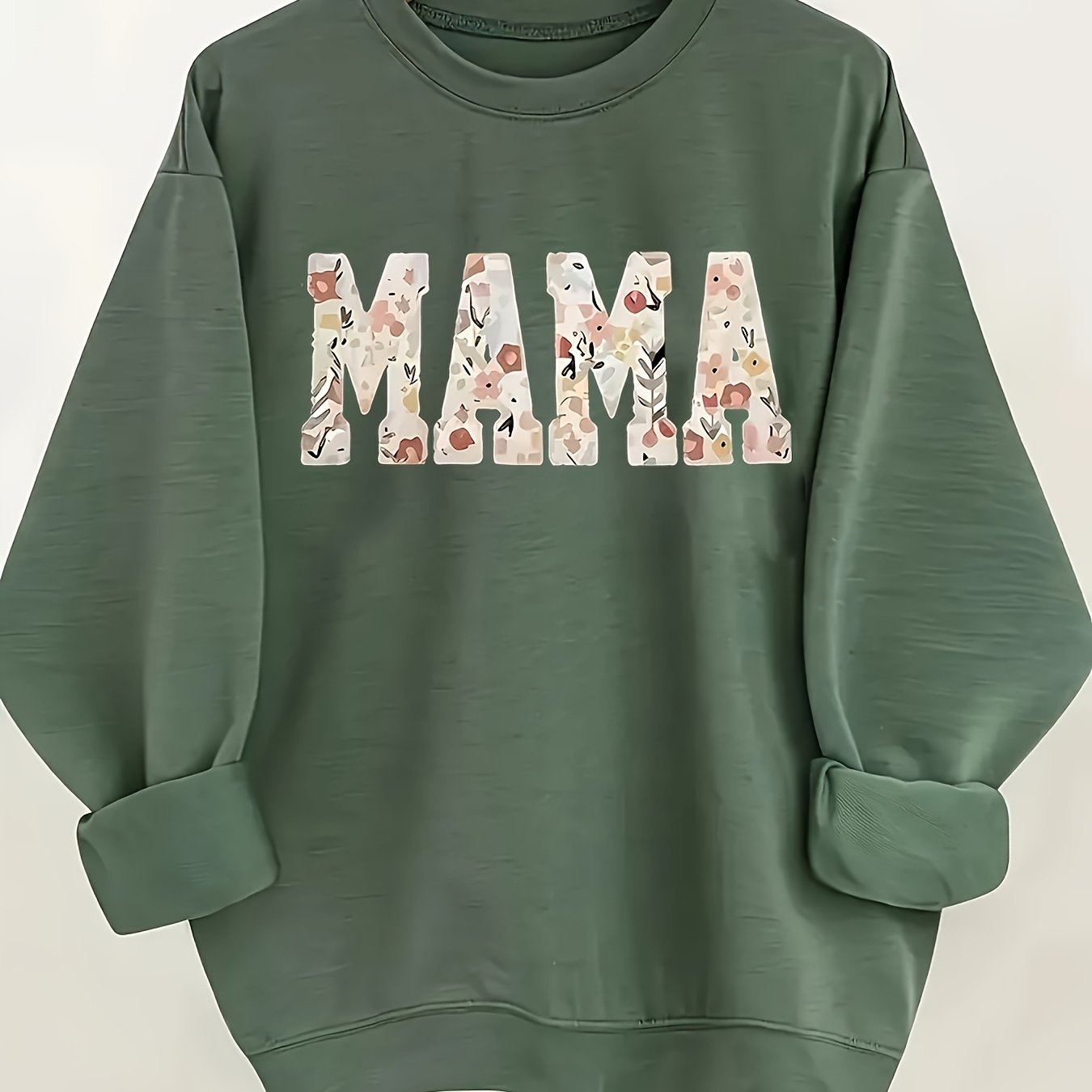 [Cozy Sweatshirt] Ultra-Soft Women's Cozy MAMA Floral Letter Print Pullover Sweatshirt | Machine Washable All-Season Comfort, Cute Sweatshirts, Comfortable Clothing, Playful Design, Durable Comfort