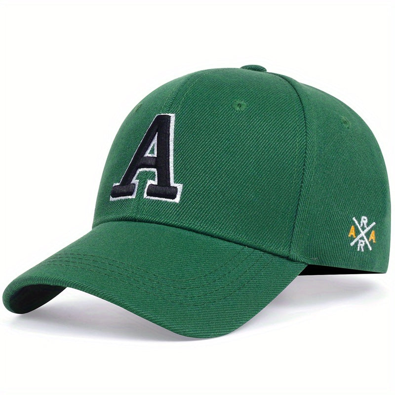 [Solid Color Embroidery Baseball Cap] Letter A Embroidery Baseball Cap Solid Color Simple Casual Sports Hat Sunscreen Dad Hats