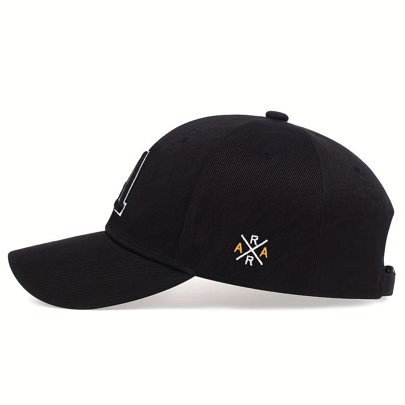 [Solid Color Embroidery Baseball Cap] Letter A Embroidery Baseball Cap Solid Color Simple Casual Sports Hat Sunscreen Dad Hats