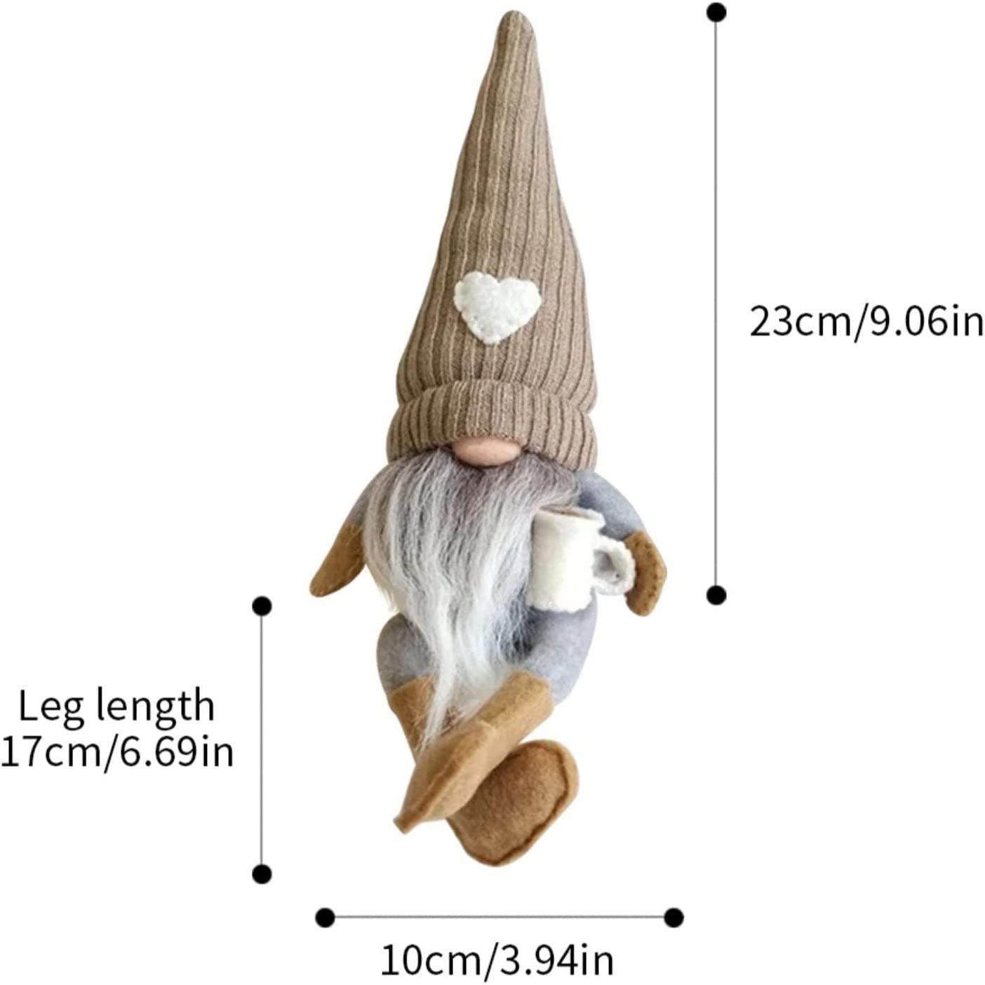 Coffee Gnomes Plush Doll Coffee Bar Decoration Swedish Tomte Elf Dwarf Collectible Figurines Dangle Leg Shelf Sitters Farmhouse Home Kitchen Decor Coffee Lover Gifts