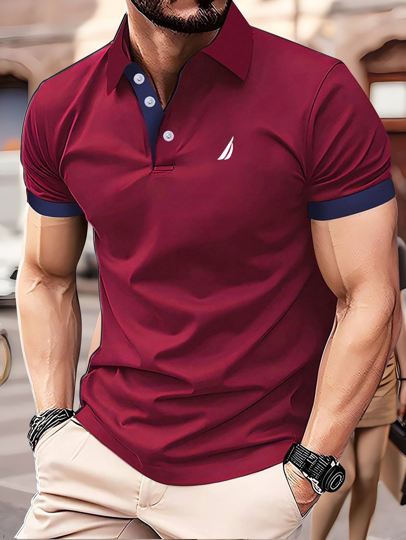 Men's & Women's Summer Shirt - Color Block Geometric Print, 100% Polyester Lightweight 230gsm, Regular Fit Golf & Running Shirt with Collar, Casual Sportswear Birthday Gift, Sports Fashion Top | Stylish Sportswear | Comfortab
