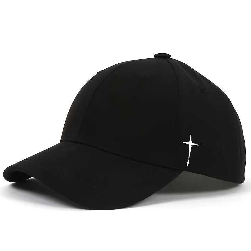 Solid Color Casual Baseball Cap Cross Embroidery Simple Dad Hat Adjustable Vintage Sports Hats