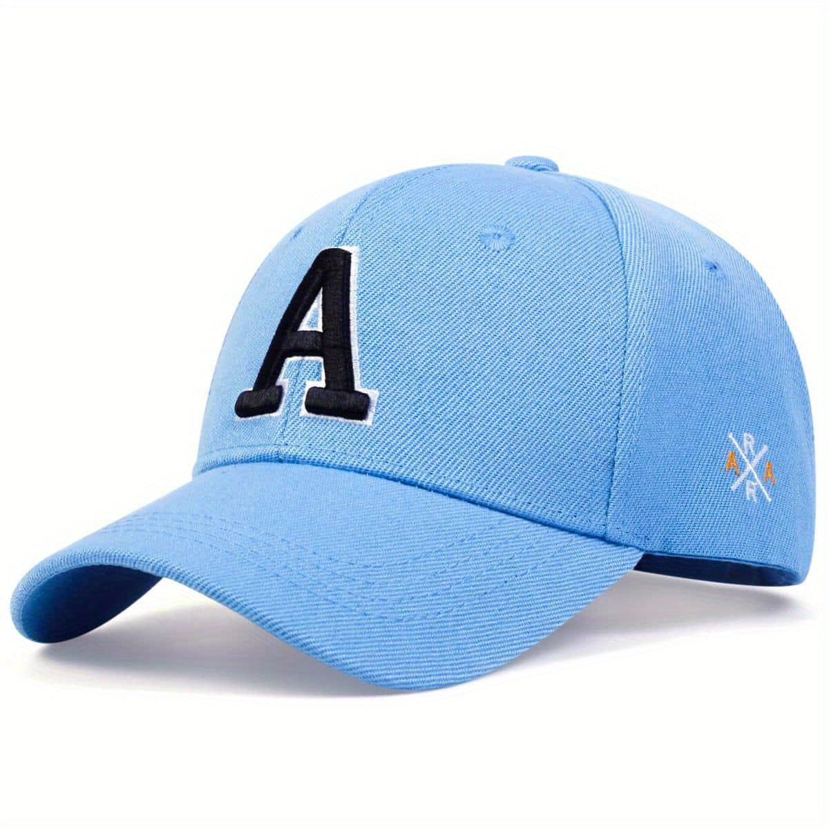 [Solid Color Embroidery Baseball Cap] Letter A Embroidery Baseball Cap Solid Color Simple Casual Sports Hat Sunscreen Dad Hats