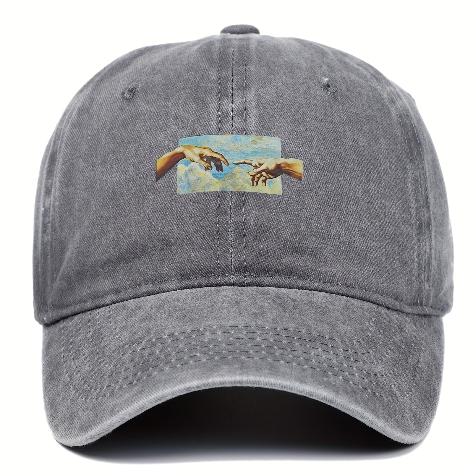 [Vintage Oil Painting Print Cap] Unisex Vintage Oil Painting Print Baseball Cap, Polyester Breathable Casual Embroidered Hat, Hand Washable, Flag Theme, Adjustable Fit