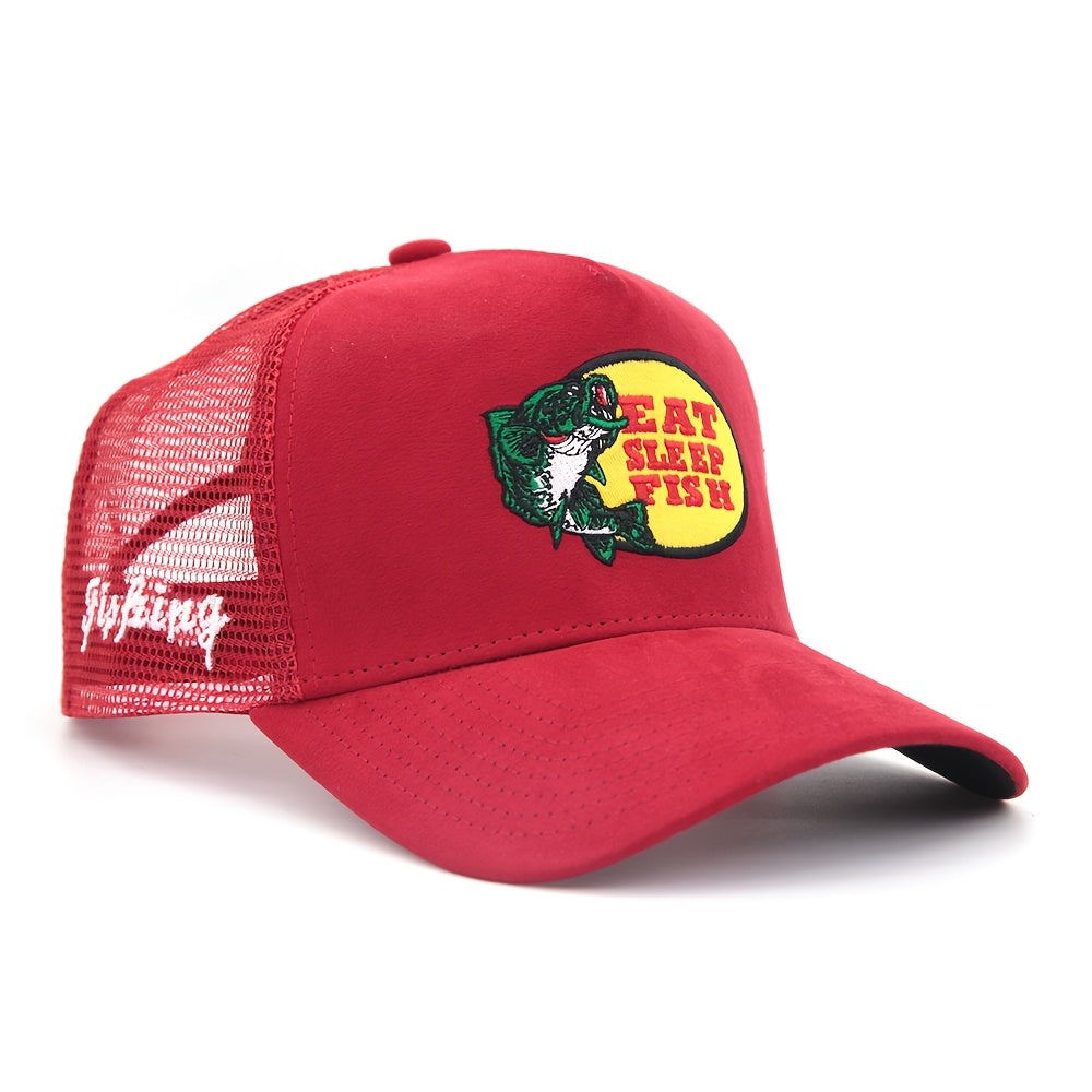 [Sasual Label Trucker Cap] Sasual Label 5 Panel Outdoor Fishing Suede Trucker Cap - Breathable Mesh Sports Velvet Baseball Cap - Adjustable Snapblak buckle Unisix Fishing Guy Hat
