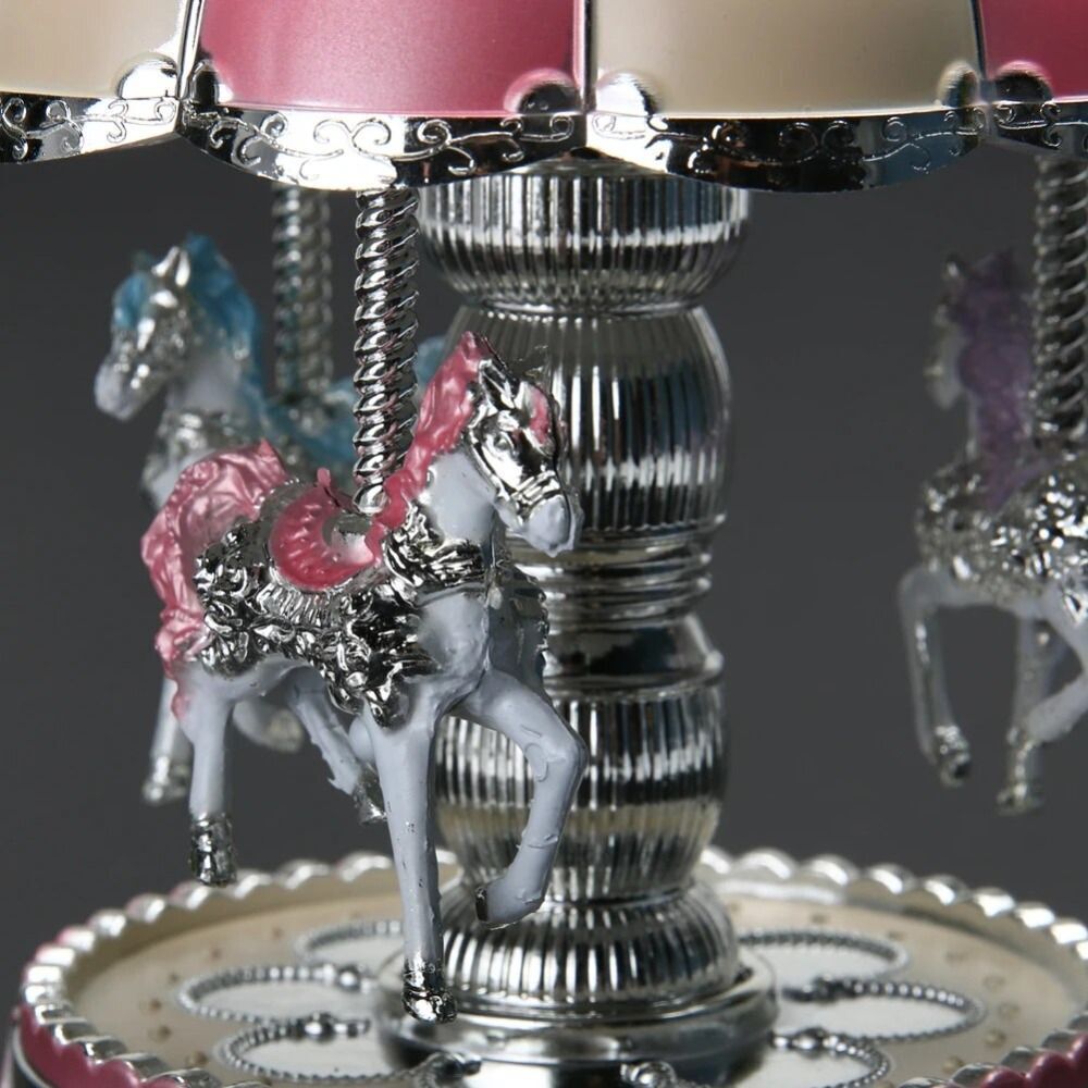 Enchanting Musical Carousel Figurine - 3-Horse Rotating Music Box for Youngsters, Perfect for Christmas & Birthday Decor, Christmas Village House, Girl And Boy, Gorgeous Style