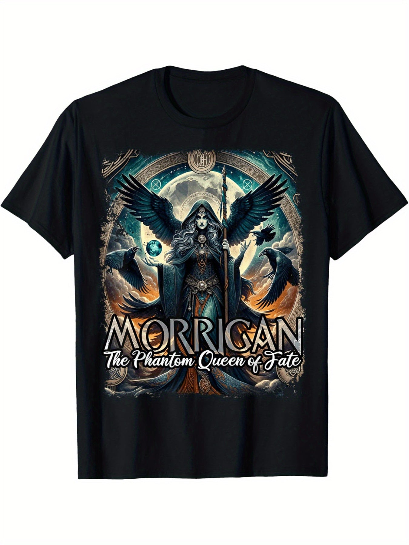 Morrigan Celtic Mythology Raven & Crow Graphic T-Shirt - 100% Cotton Breathable Crew Neck Unisex Tee with 