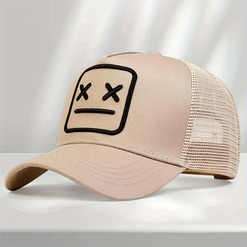 Unisex Embroidered Robot Baseball Cap, Versatile Polyester Trucker Hat, Casual Style, Breathable Sunshade, Ideal for Daily Wear & Outdoor Sports, Perfect Gift for Men & Women