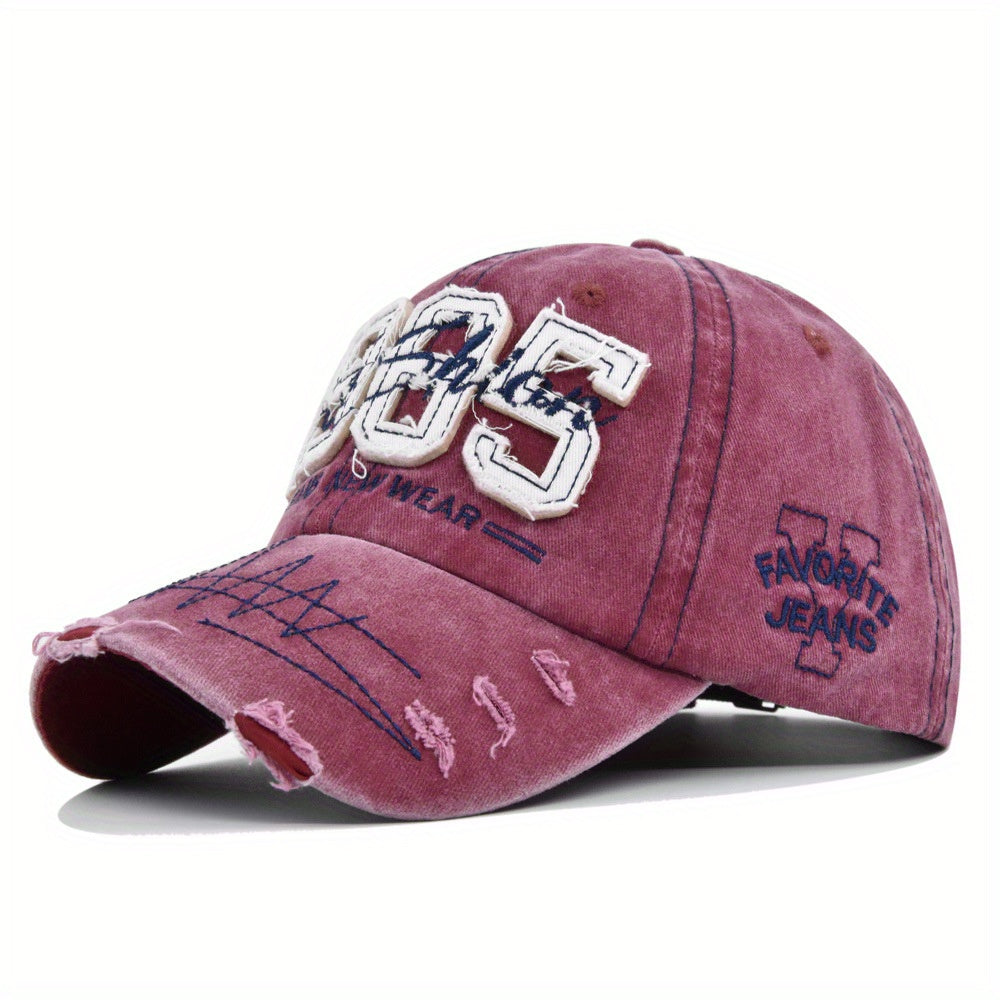 1985 Embroidery Vintage Lightweight Adjustable Dad Hat - Ripped Baseball Cap Washed Distressed Patch Sunscreen Sports