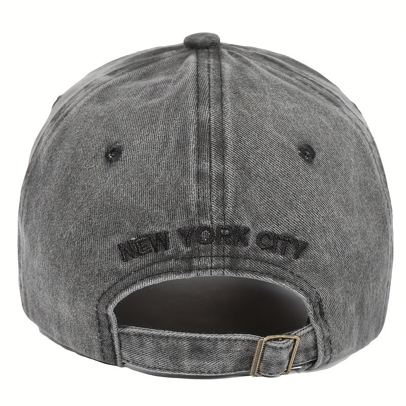 Letter Embroidery Washed Vintage Duckbill Cap New York Women's Baseball Cap Washed Duckbill Cap