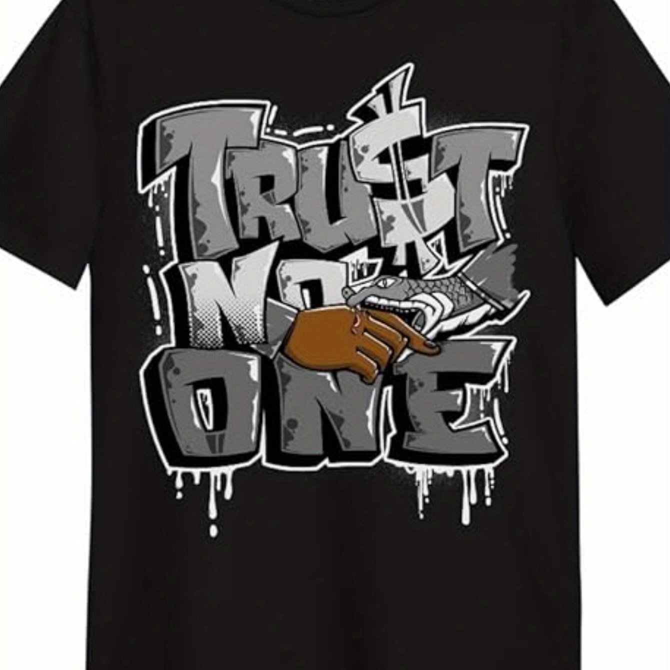 Men's Trendy Black Cotton T-Shirt with 