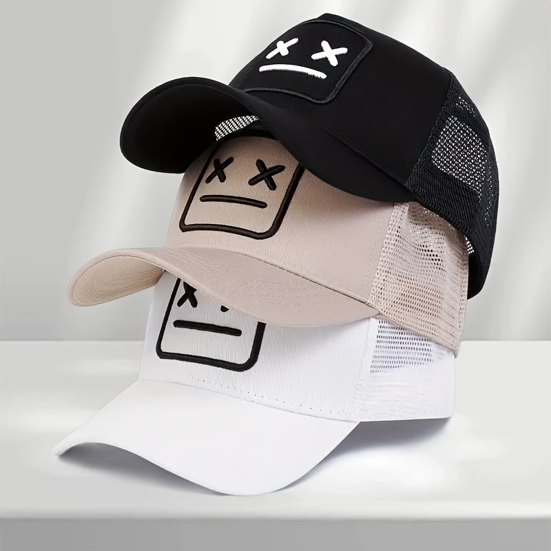 Unisex Embroidered Robot Baseball Cap, Versatile Polyester Trucker Hat, Casual Style, Breathable Sunshade, Ideal for Daily Wear & Outdoor Sports, Perfect Gift for Men & Women