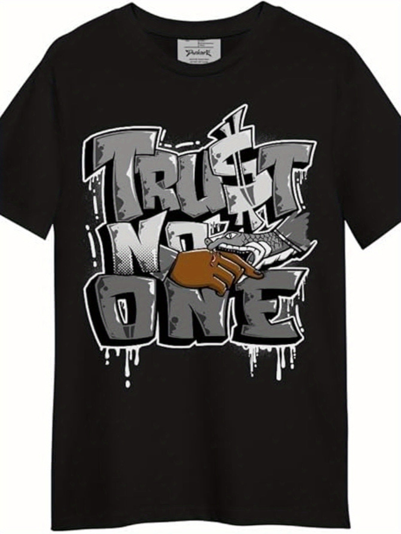 Men's Trendy Black Cotton T-Shirt with 
