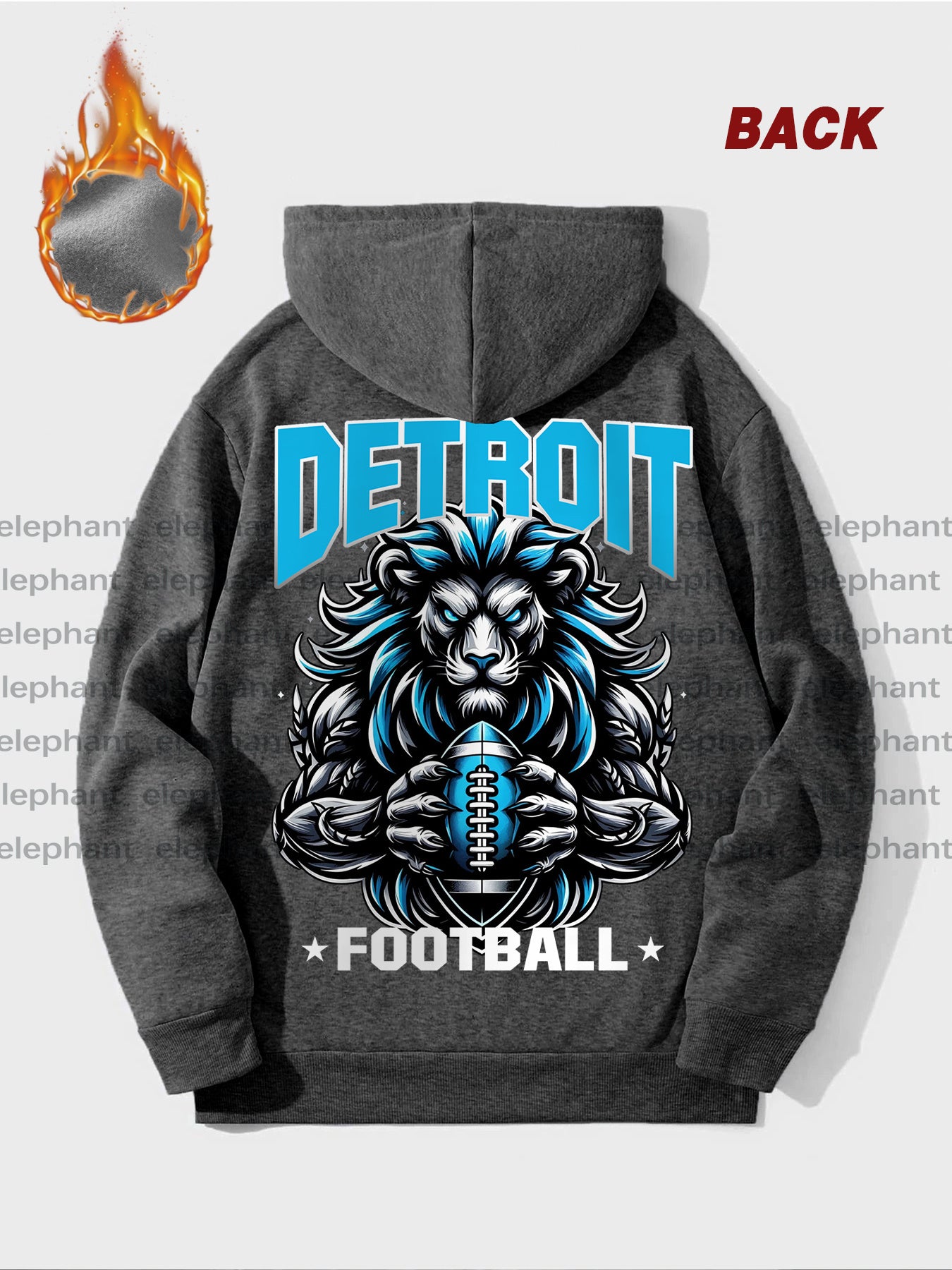 Creative Gifts, Gifts for Men, 1pc Detroit Football Creative Graphic Print Casual Hoodies, Suitable for Football Enthusiasts, Men'S Hoodie And Sweatshirt, New Stylish Printed Casual Pocket Hoodie, Thickened, Suitable for Autu