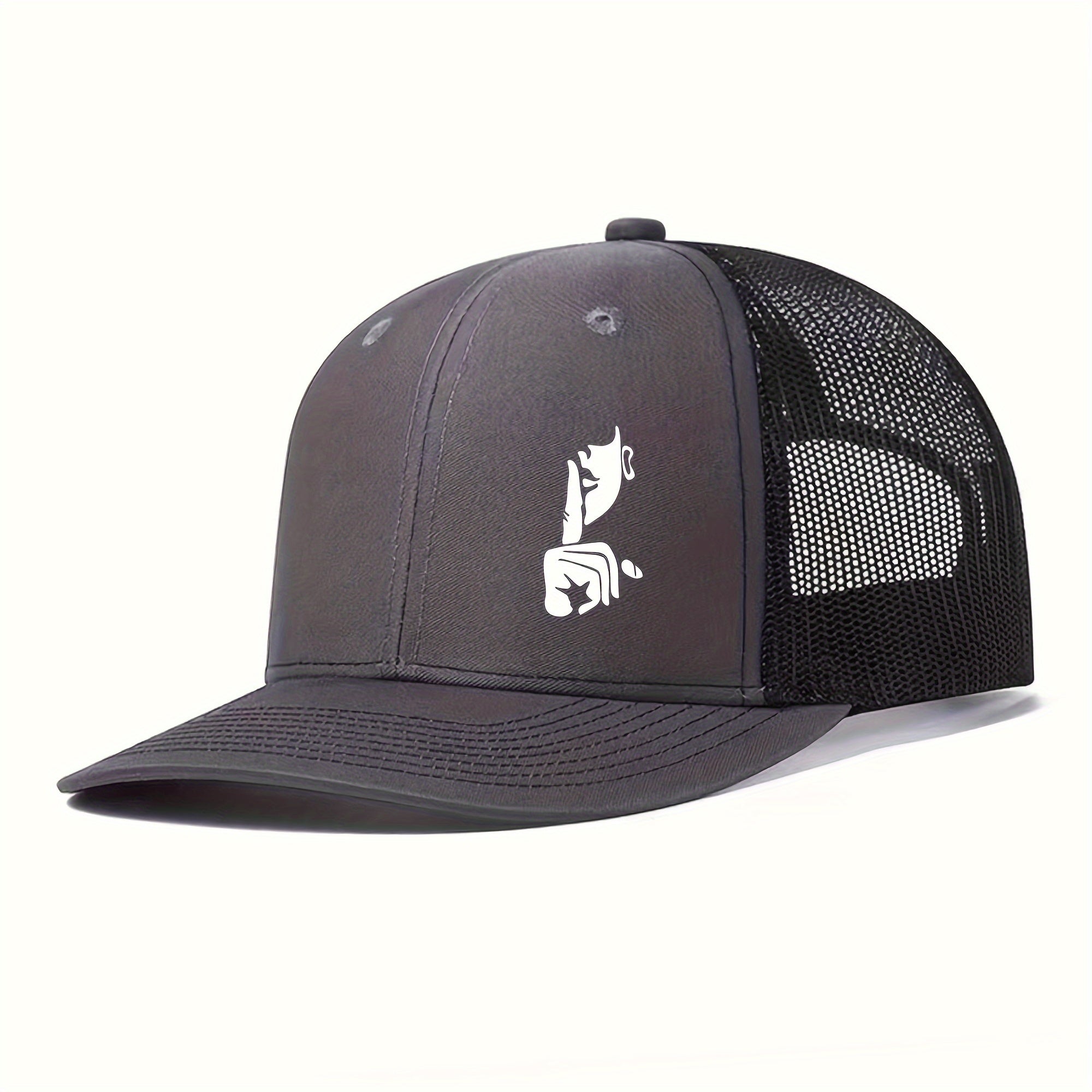 Finger Print Mesh Trucker Baseball Cap for Men & Women - Lightweight Breathable Two-Tone Design, 6 Colors (Black/Blue, Green, Grey, Orange, Brown, Tan), Sports Cap | Trendy Baseball Cap | Structured Cap