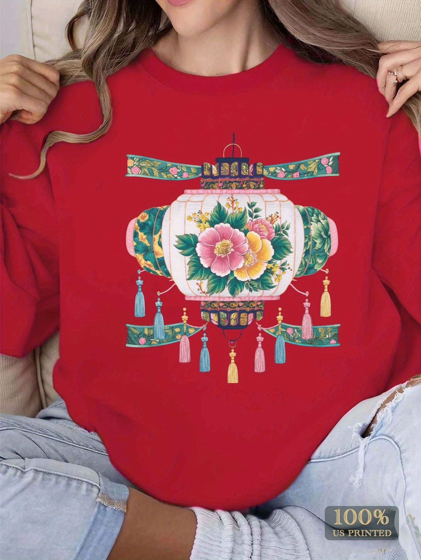 Teediy Floral Embroidered Lantern Women'S Sweatshirts