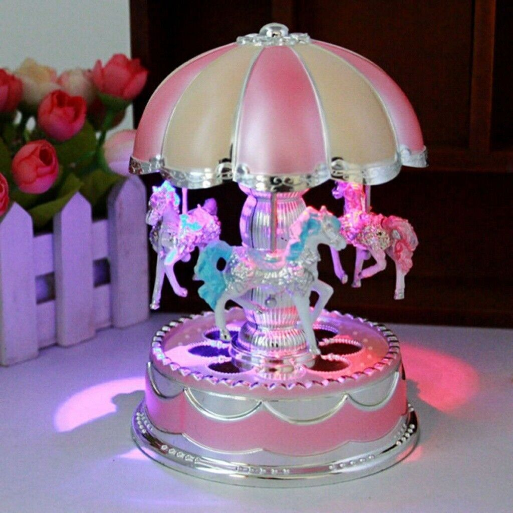 Enchanting Musical Carousel Figurine - 3-Horse Rotating Music Box for Youngsters, Perfect for Christmas & Birthday Decor, Christmas Village House, Girl And Boy, Gorgeous Style