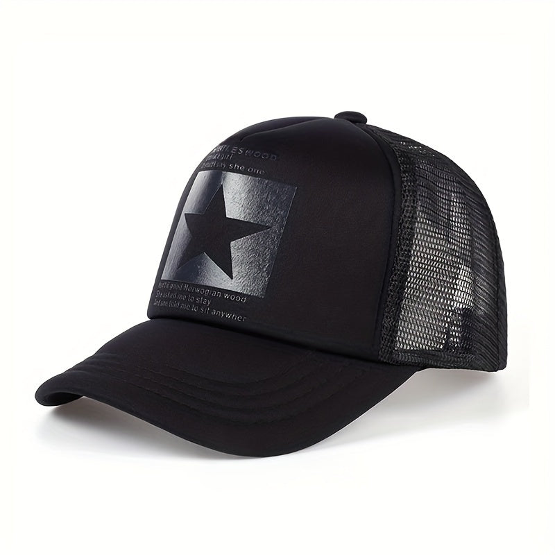 Lightweight Breathable Mesh Unisex Trucker Hat - Pentagram Print Baseball Cap - Casual Sports Dad Hats For Women & Men