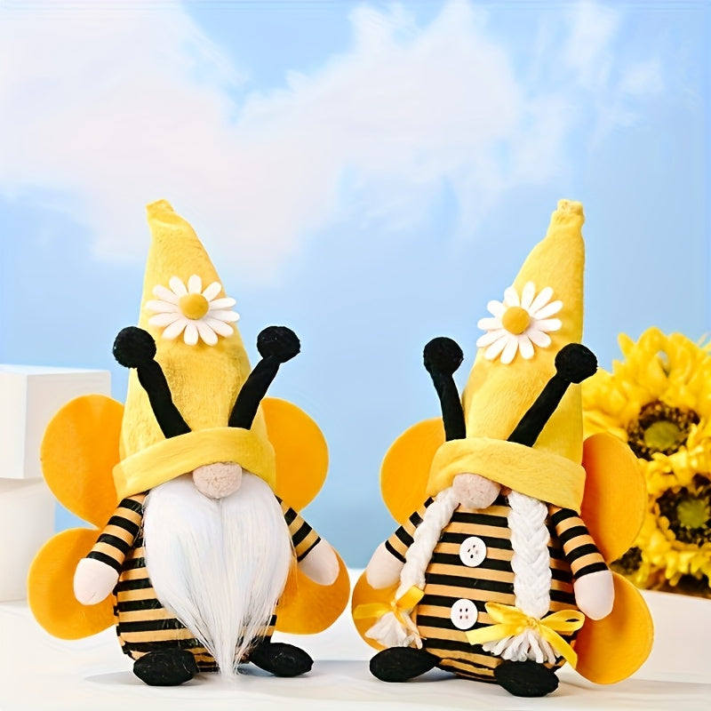 Adorable Bee Gnome | Cute Fabric Bee-Themed Decor with Daisy Hat & Striped Body for Spring & Summer Party Decoration, No Electricity Needed for Indoor/Outdoor Festive Celebrations
