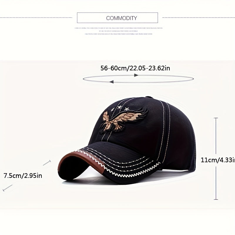 1pc Unisex Sunshade Breathable Baseball Cap With Eagle Embroidery For Outdoor Sport, Ideal choice for Gifts