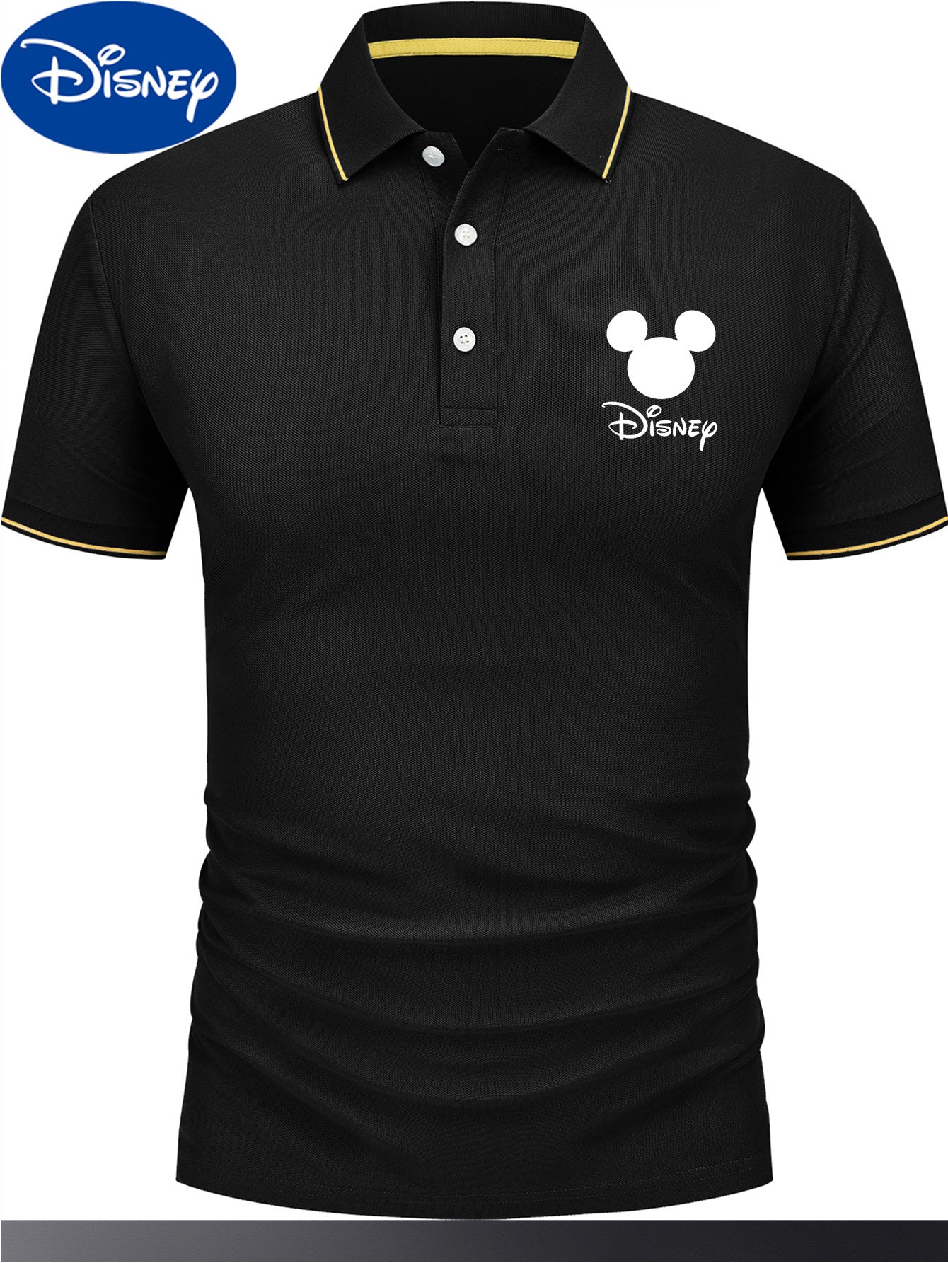 [Disney Genuine Authorized] Men's Classic Shirt One Disney Classic Shirt Cartoon Printing Advanced Business Casual, Short Sleeve Collar, Lightweight Polyester, Quick Drying and Breathable Golf Shirt, Packed in a Display Gift