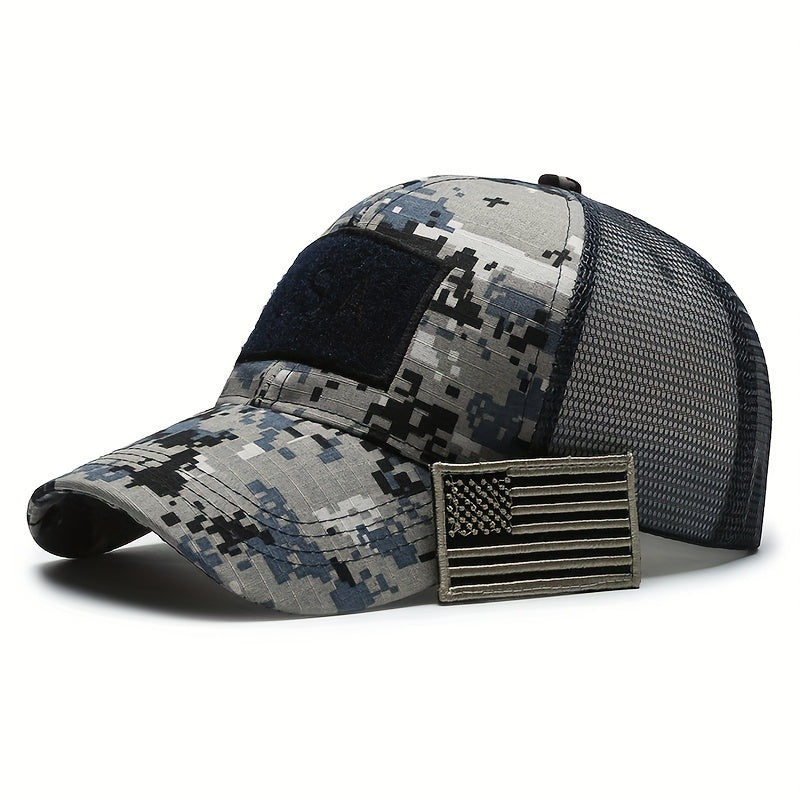 American Flag Camouflage Baseball Cap - Breathable, Adjustable Fit for Outdoor Sports & Hiking - For Men & Women - Perfect for Summer Activities - Great Gift for Outdoor Enthusiasts